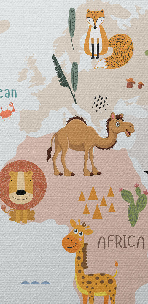 A map of the world with animals