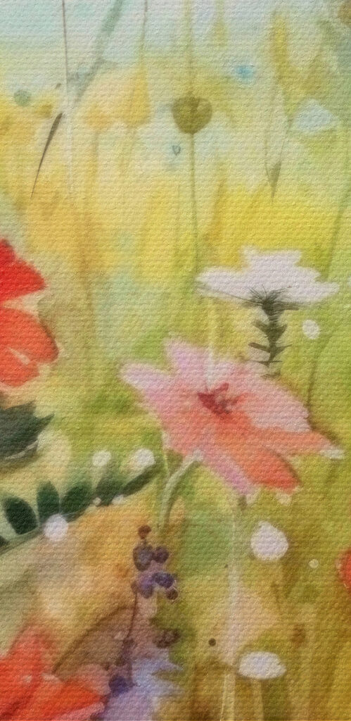 A painting of flowers in a field