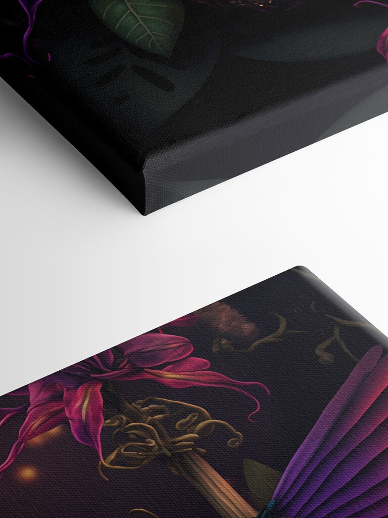 A colorful bird sitting on a ball of flowers