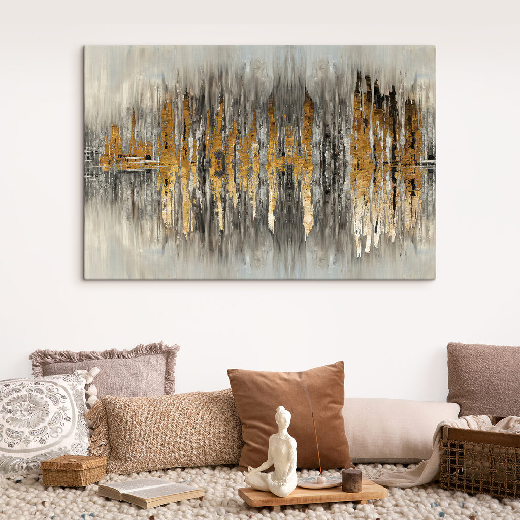 A close up of a painting