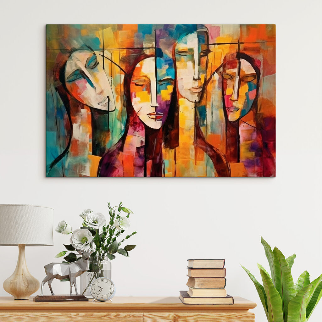 A painting of people's faces