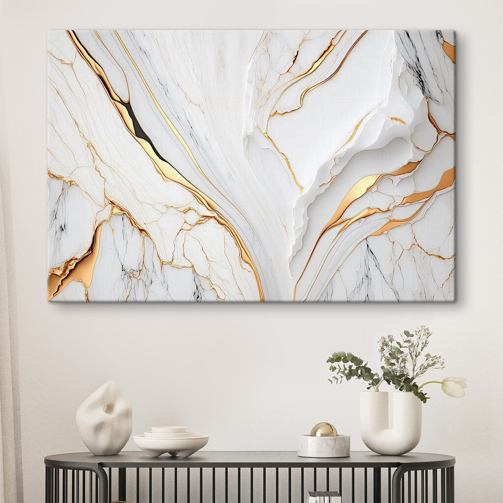 Elegant marble with amber swirls