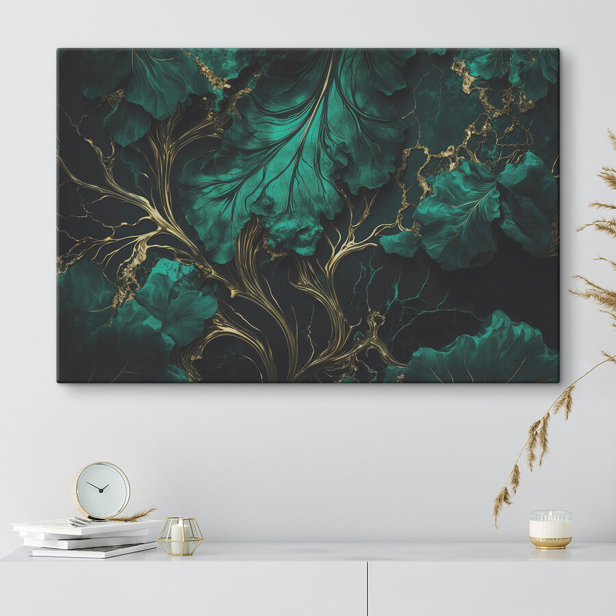 Frunze elegante teal cu nervuri metalice