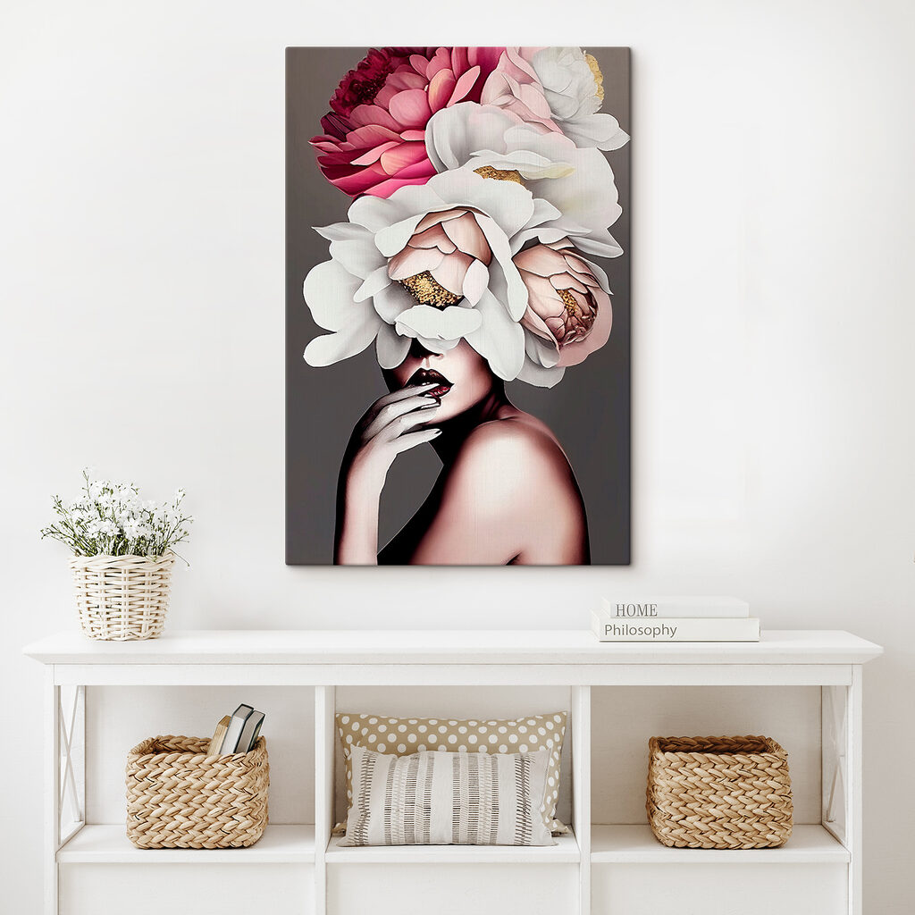 A woman with flowers on her head