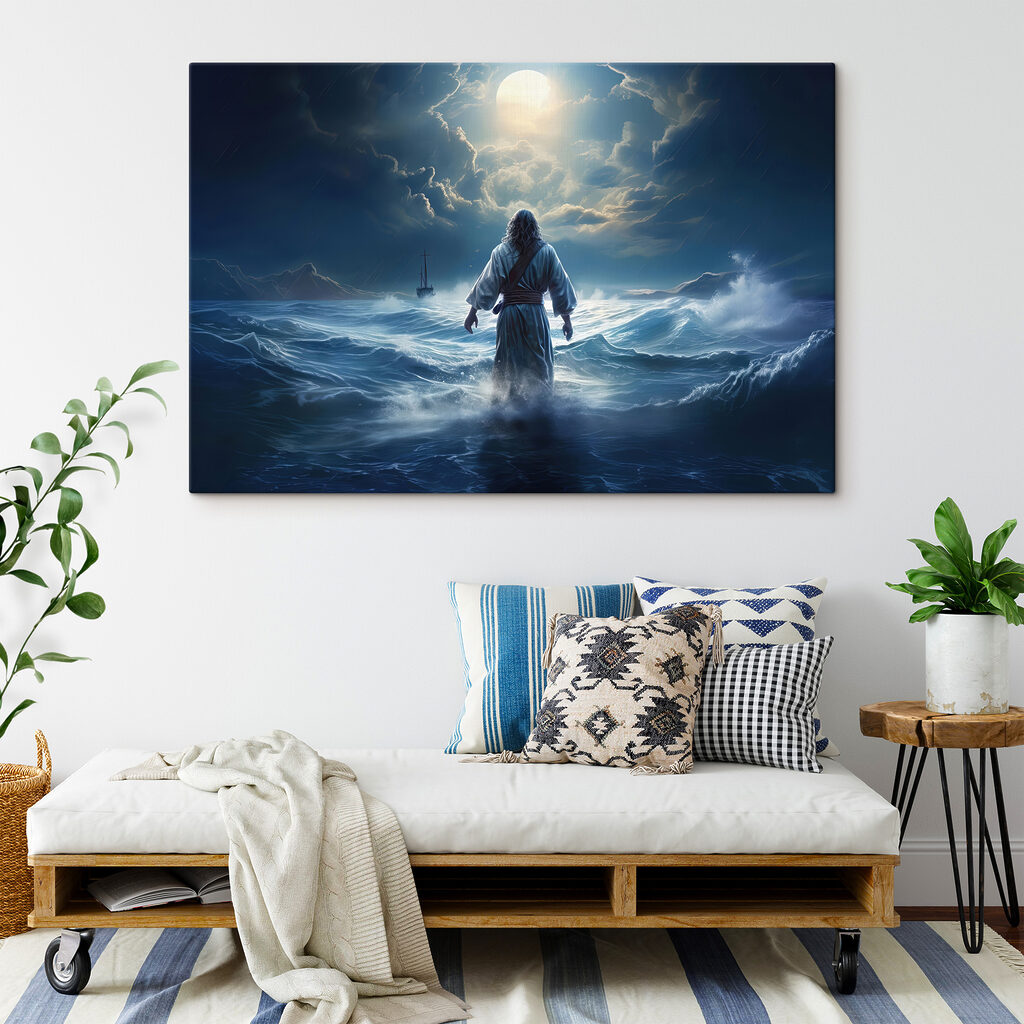 A man in a robe standing in the water