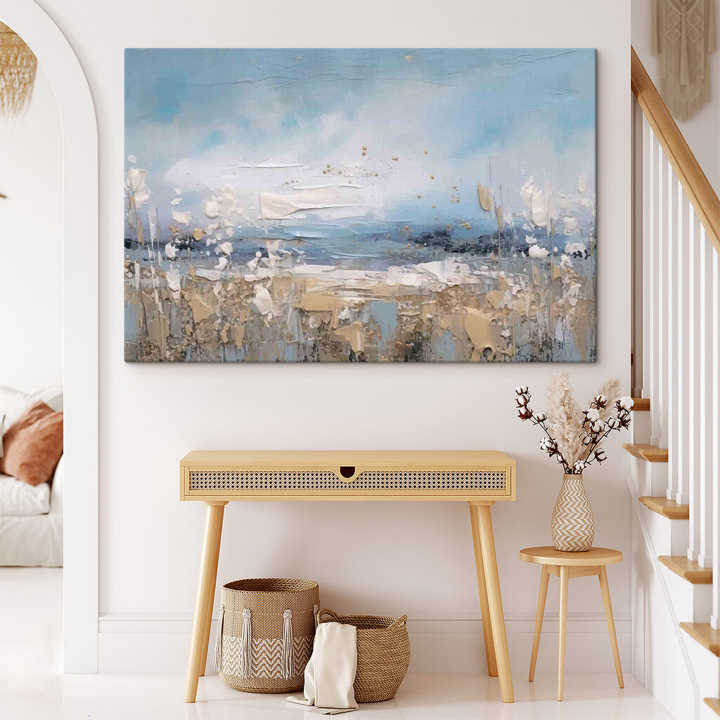 A painting of a beach