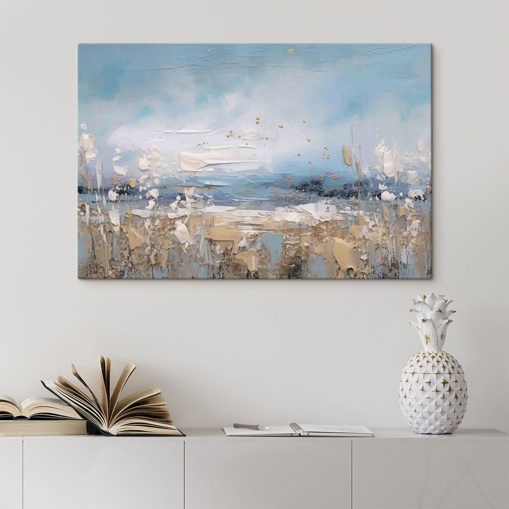 A painting of a beach