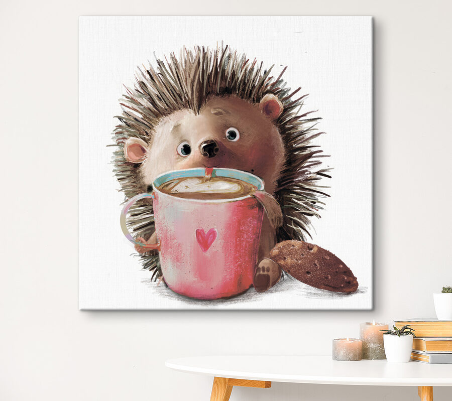 Tablouri Un arici care ține o ceașcă de cafea - imagine 3