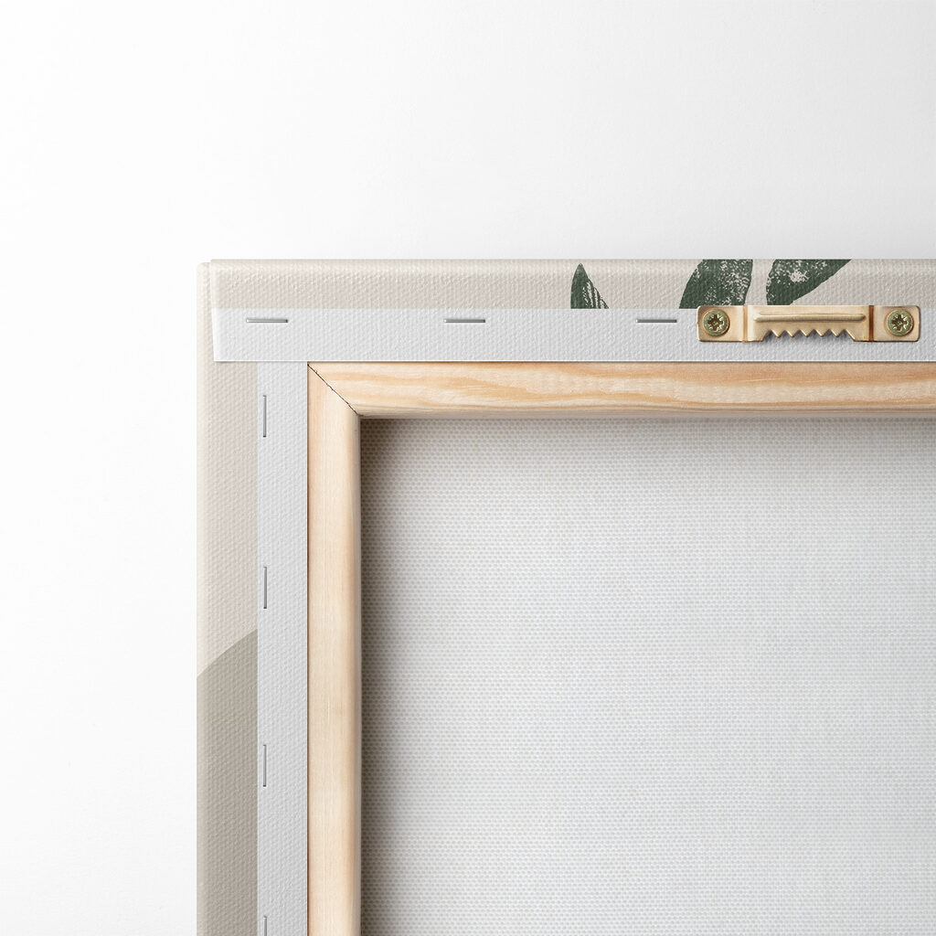 A green and white rainbow with a leaf and a plant