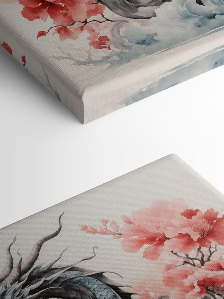 A dragon with pink flowers A dragon with pink flowers