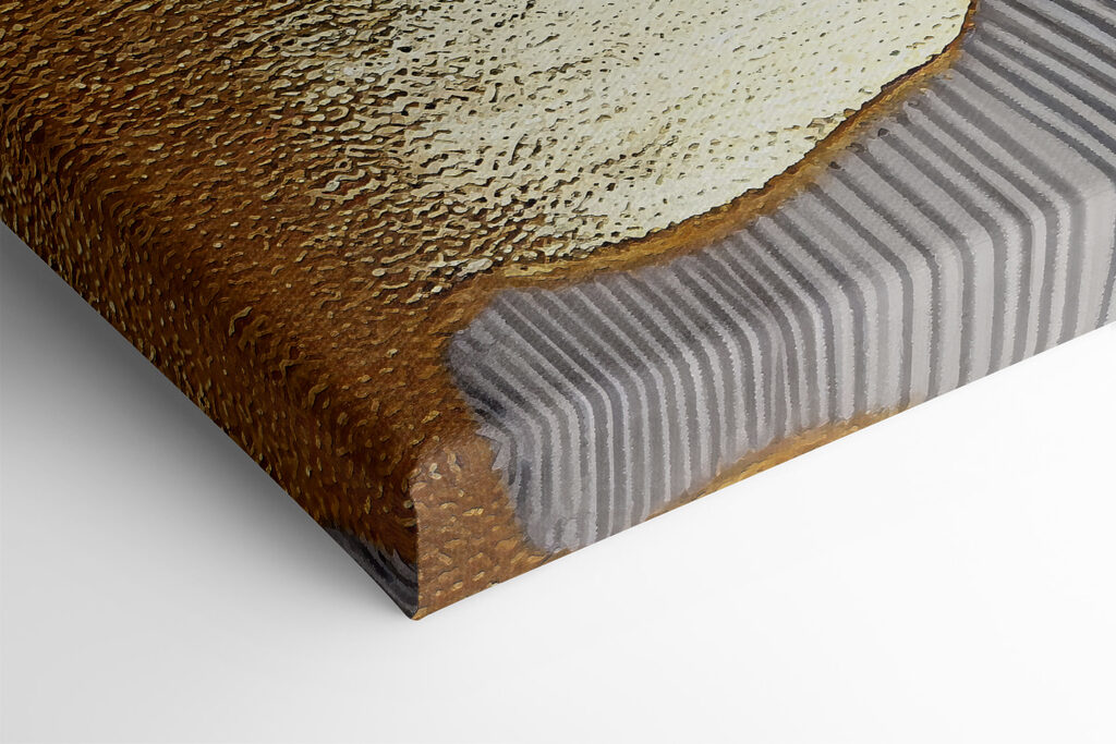 A close up of a painting