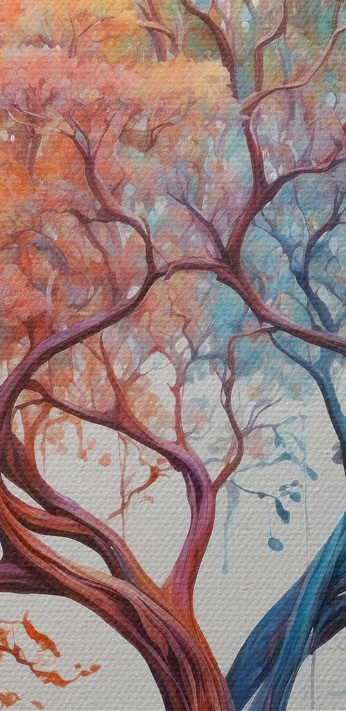 A tree with different colors of leaves