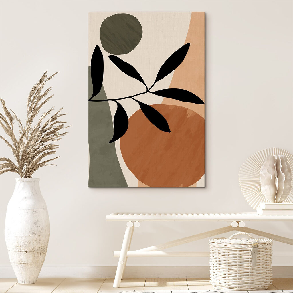 A black leaf on a branch with circles and circles A black leaf on a branch with circles and circles