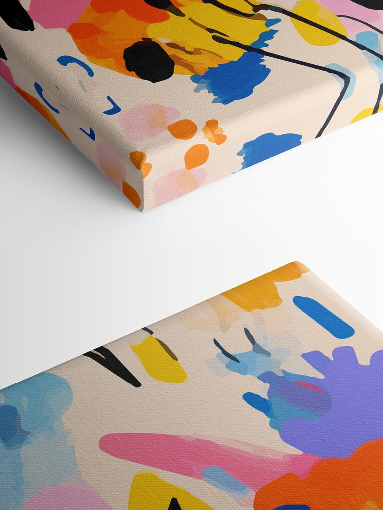 A colorful painting of black dots and spots