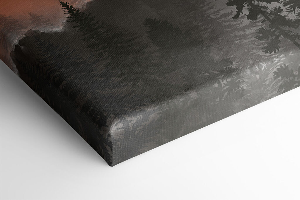 A landscape of mountains and trees