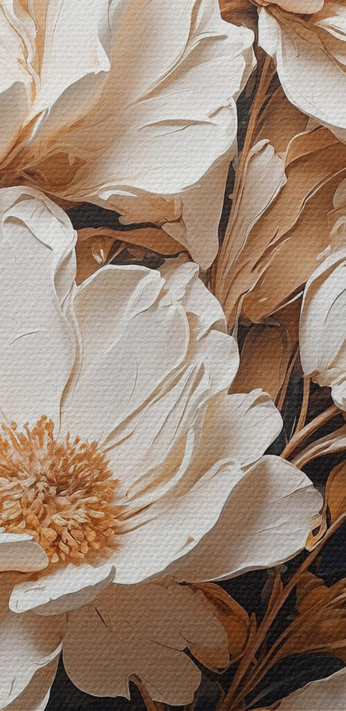 A painting of flowers on a wall