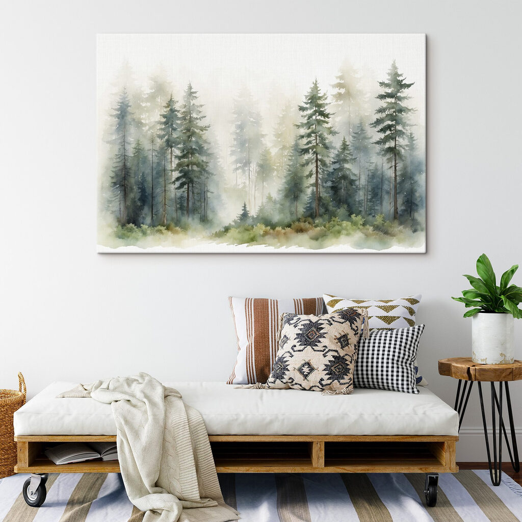 A watercolor of a forest