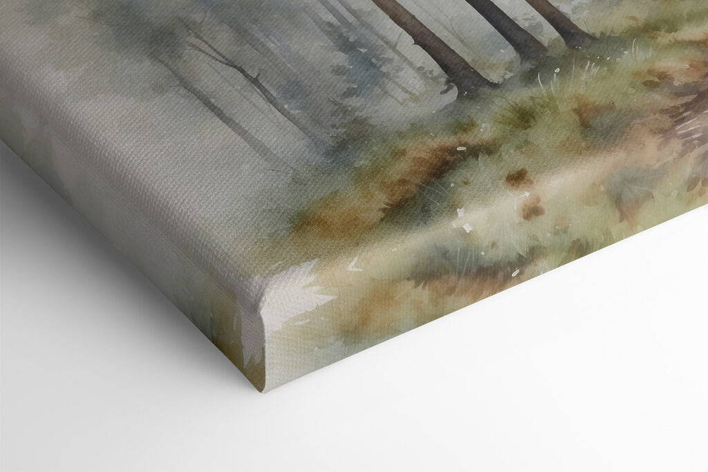 A watercolor painting of a forest