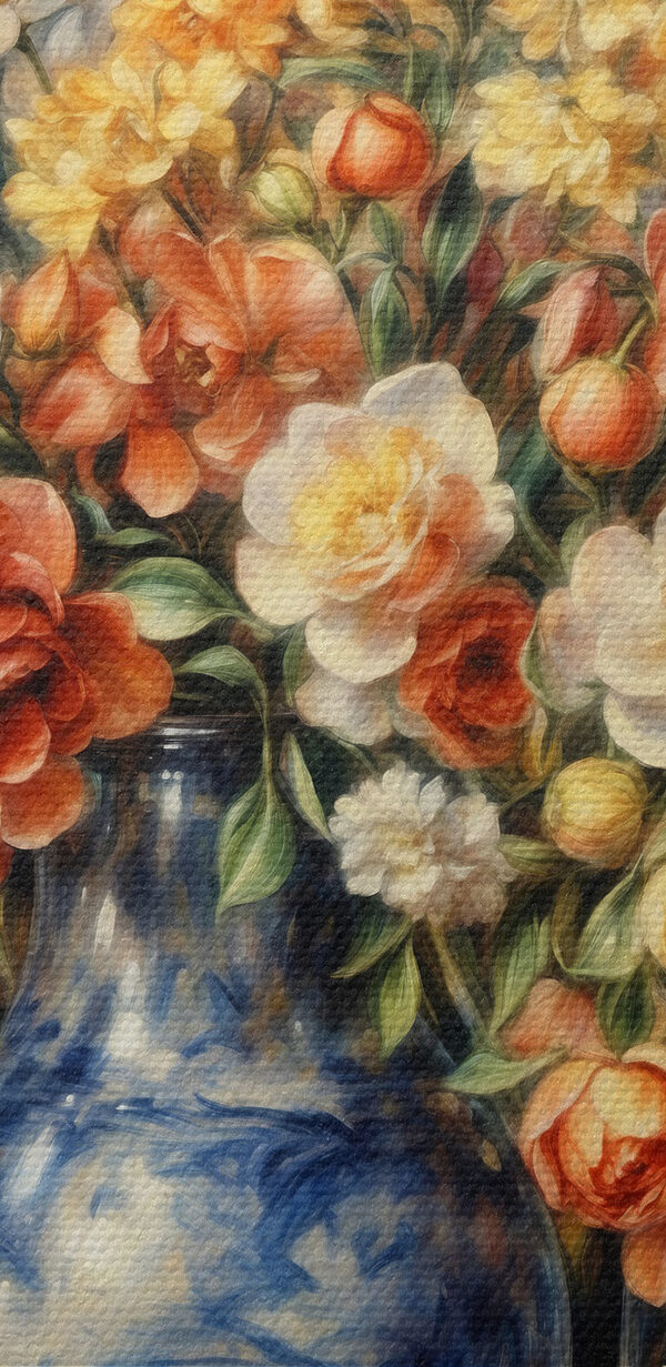 O pictură de flori într-o vază și fructe O pictură de flori într-o vază și fructe