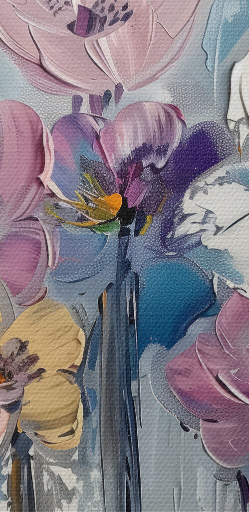 A painting of flowers on a white background