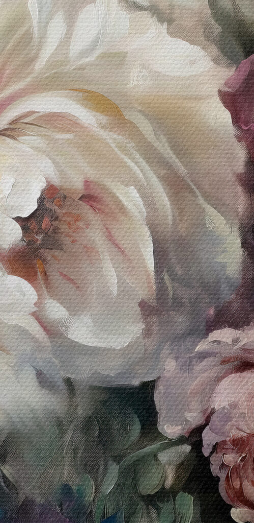 A painting of flowers on a blue background A painting of flowers on a blue background