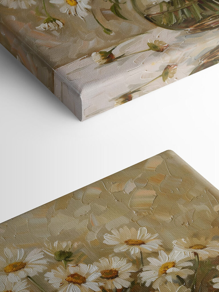 A painting of a vase of flowers A painting of a vase of flowers