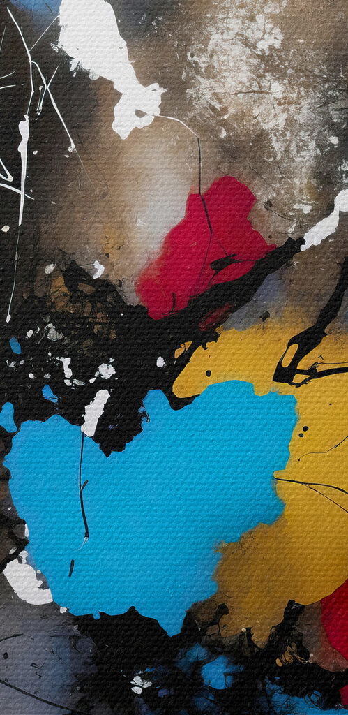A painting of colorful paint splatters
