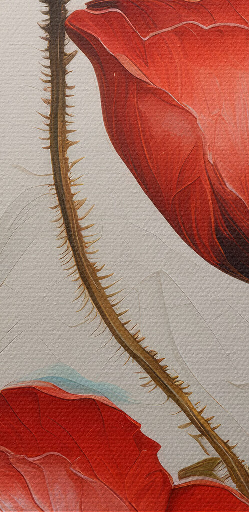 A painting of red flowers