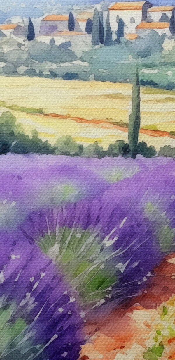 A watercolor painting of a field of lavender A watercolor painting of a field of lavender