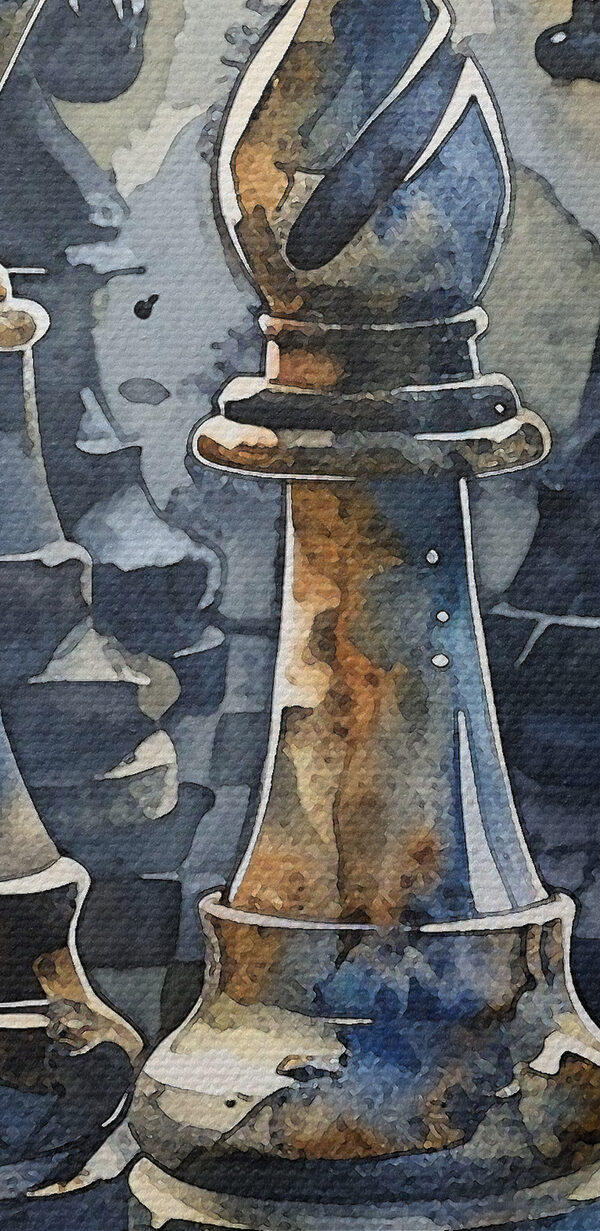 A watercolor of a chess board