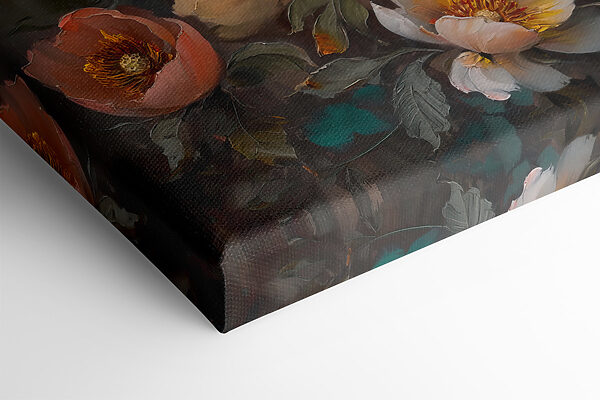 A painting of flowers on a blue background A painting of flowers on a blue background