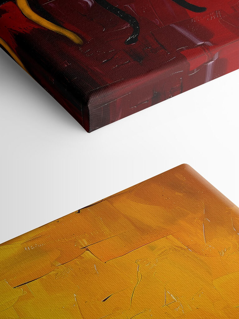 A group of cats sitting on a red surface