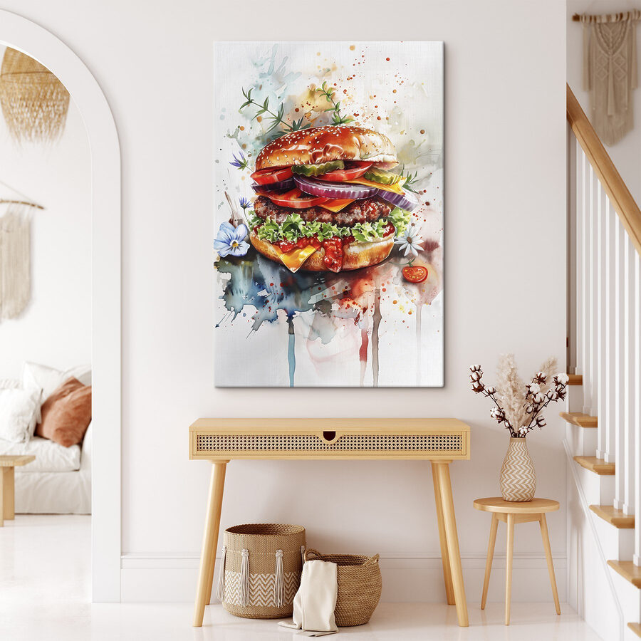 Acuarelă a unui burger Acuarelă a unui burger