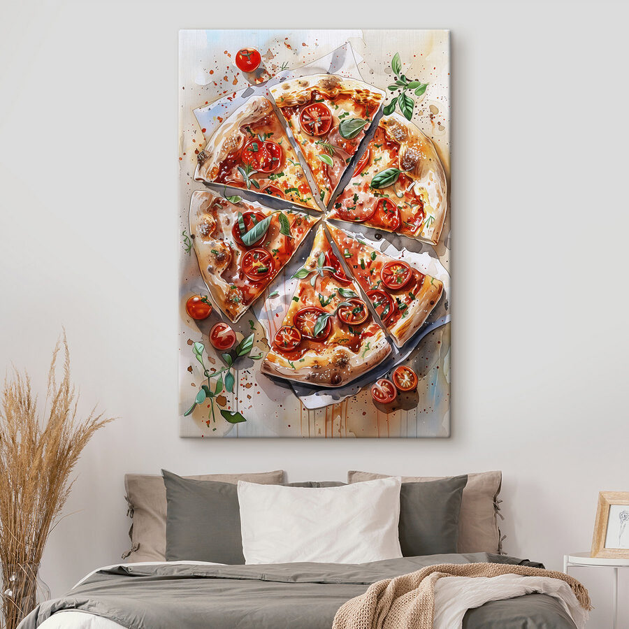 Acuarelă a unei pizza