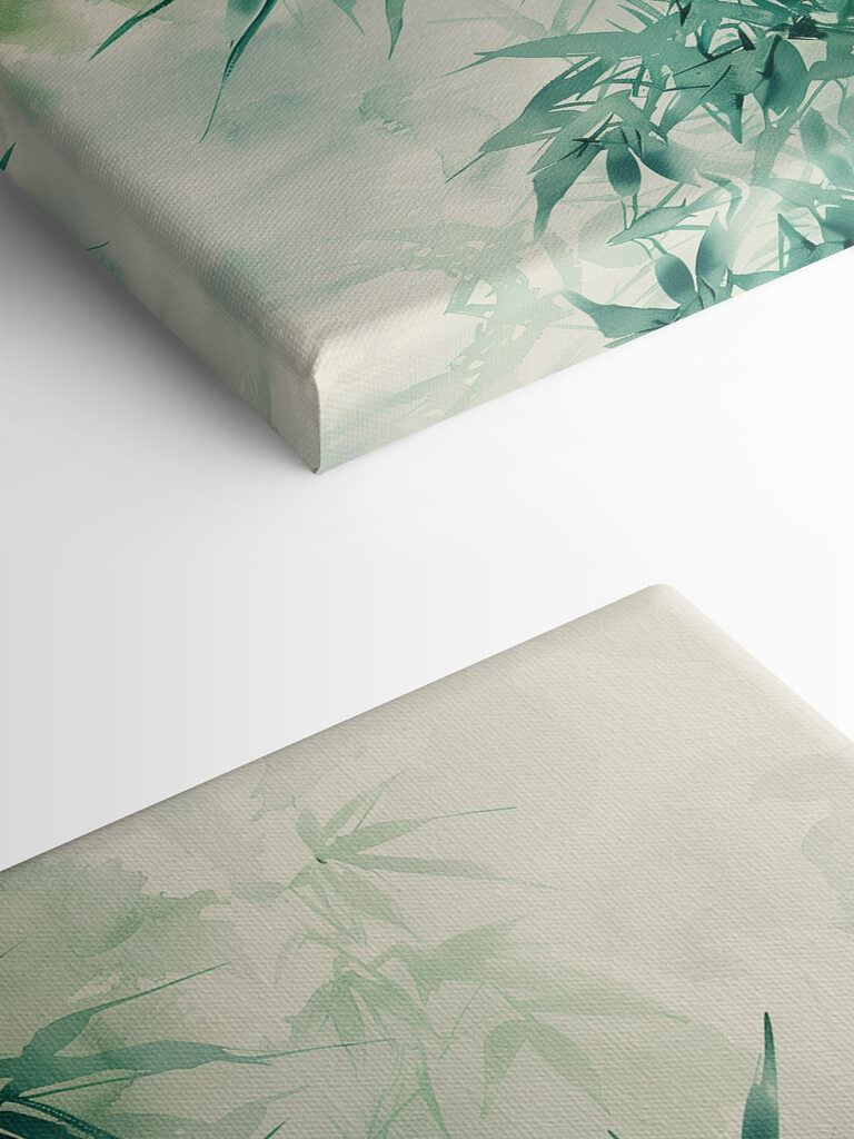 Serene bamboo leaves in gentle hues
