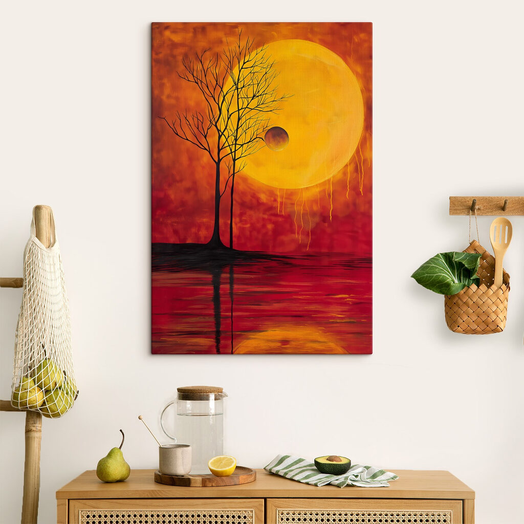 Tree and moon in the background