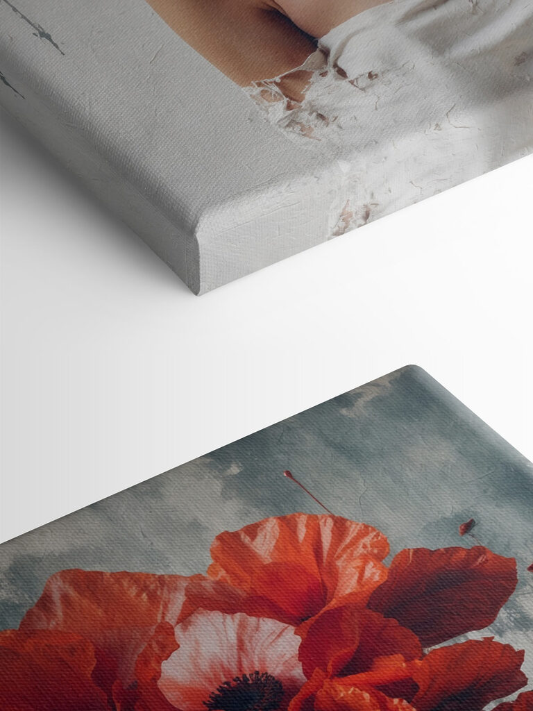 Woman with red flowers on her head