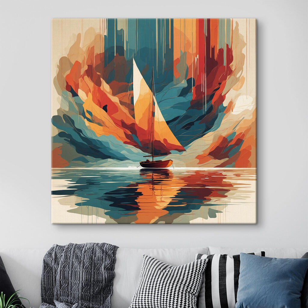 Sailboat on water with colorful clouds Sailboat on water with colorful clouds