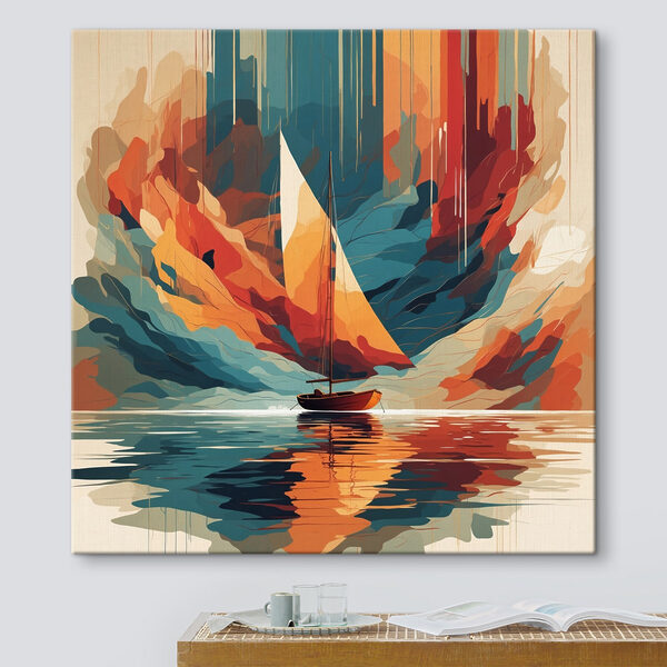 Sailboat pe apă cu nori colorați Sailboat pe apă cu nori colorați