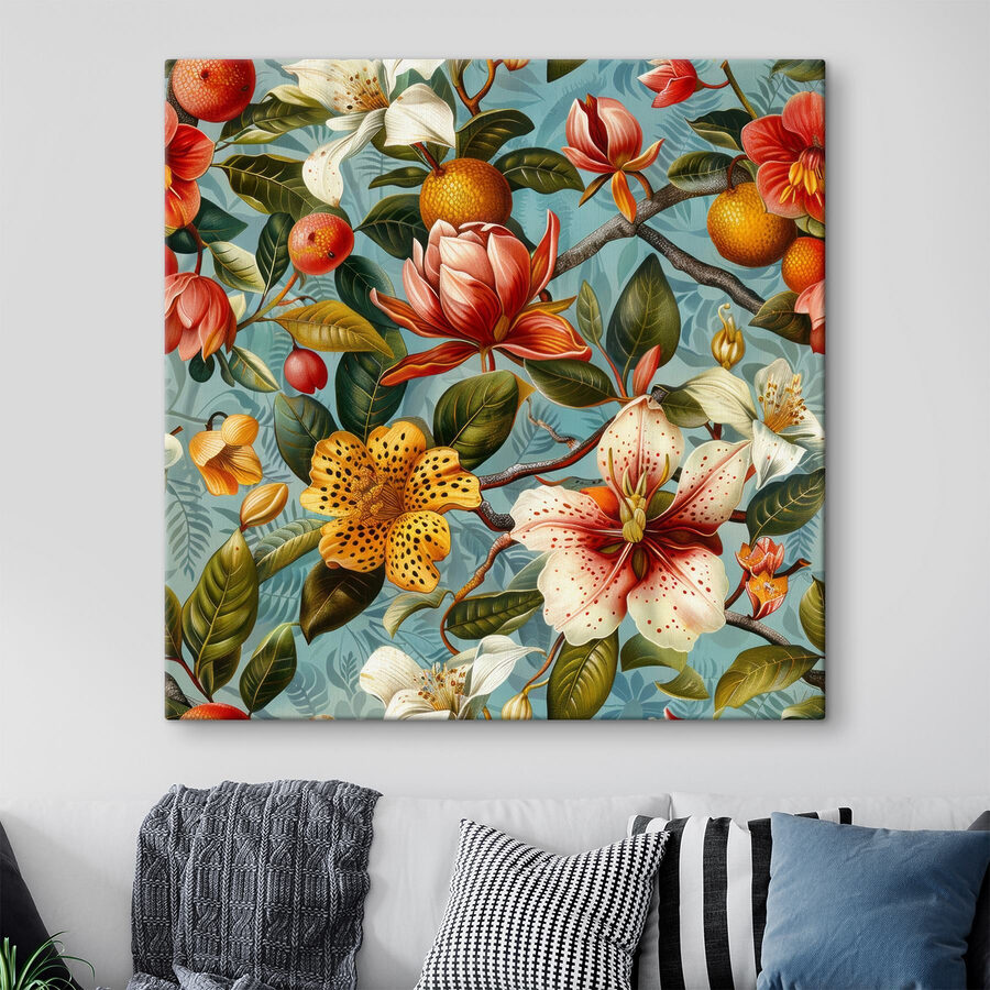 Model floral cu portocale și flori