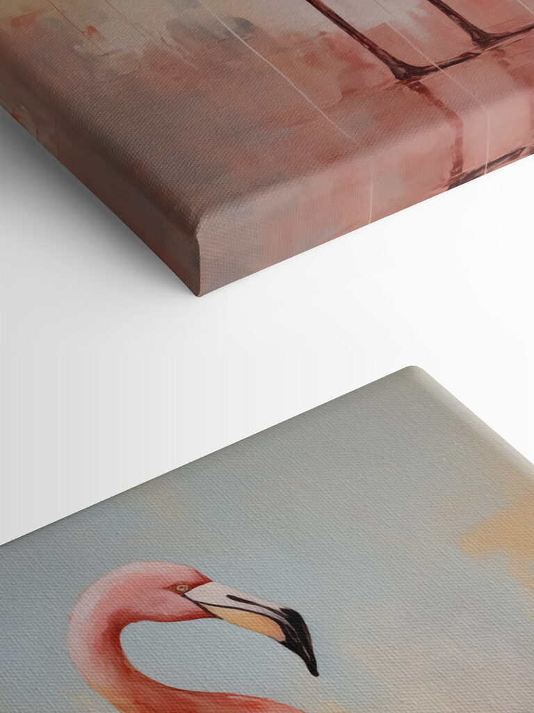 Painting of a pink flamingo