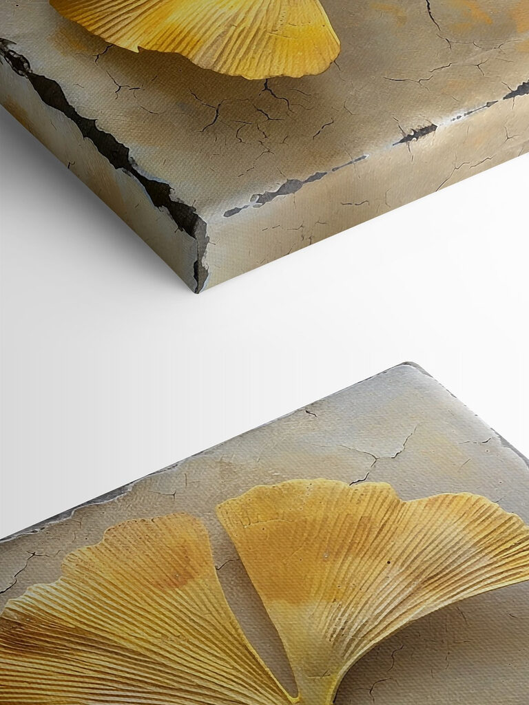 Yellow leaves on a concrete surface