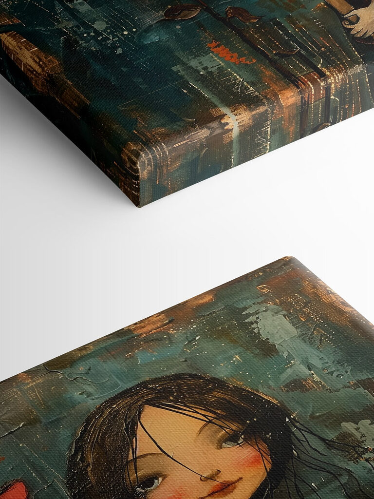 Painting of a girl holding a flower