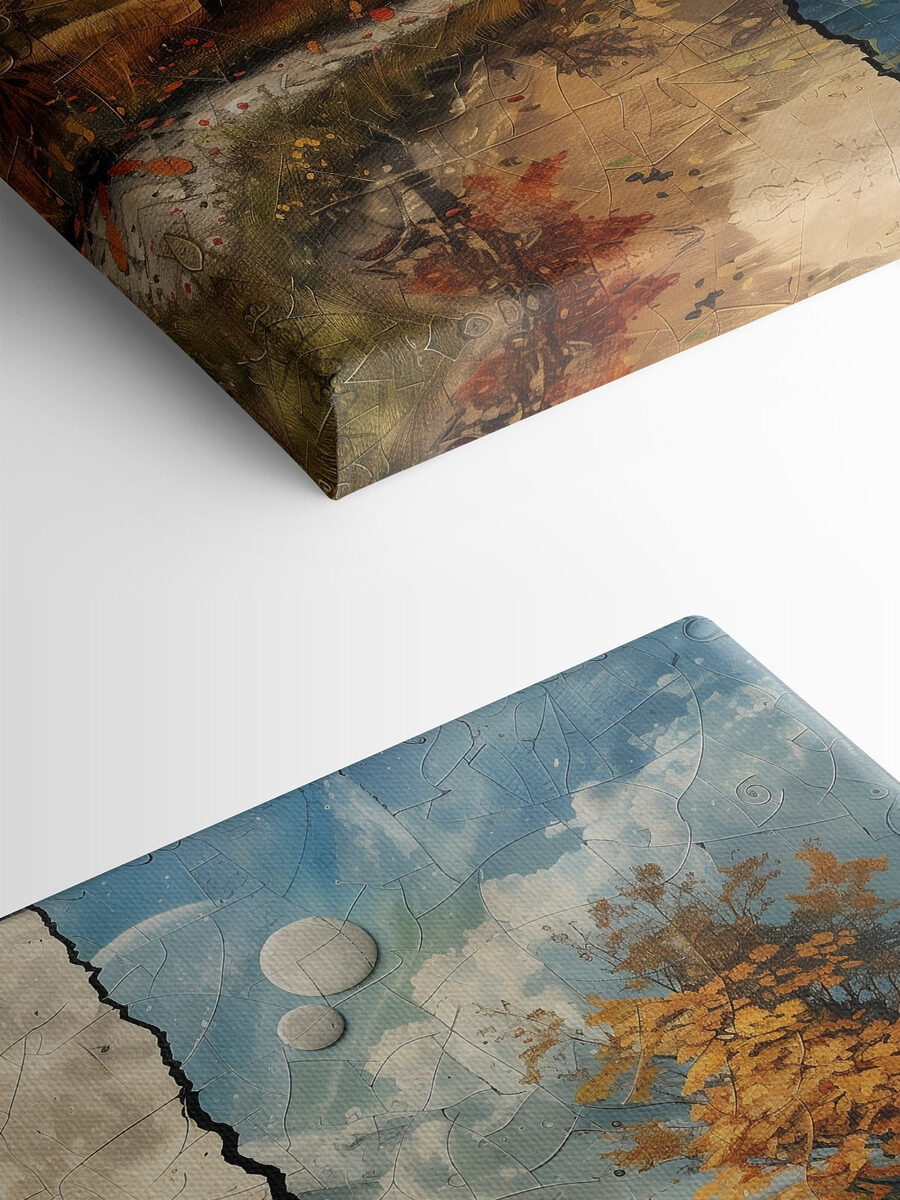 Puzzle of a landscape with trees and a river Puzzle of a landscape with trees and a river