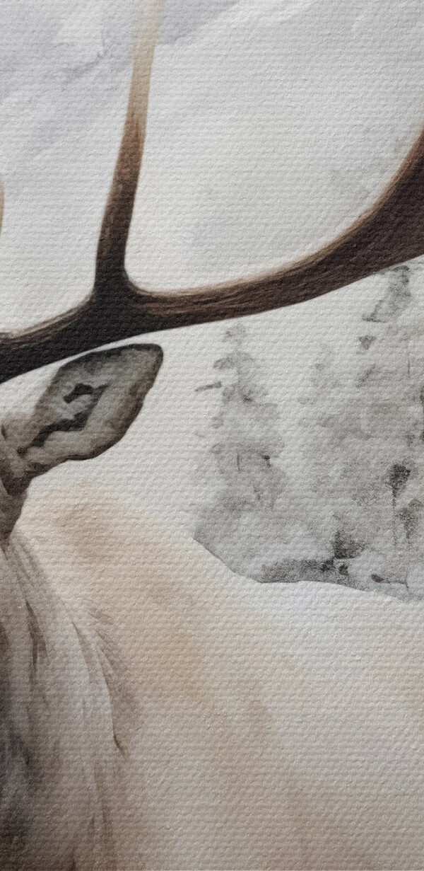 Elan cu coarne mari în picioare într-o pădure înzăpezită Elan cu coarne mari în picioare într-o pădure înzăpezită