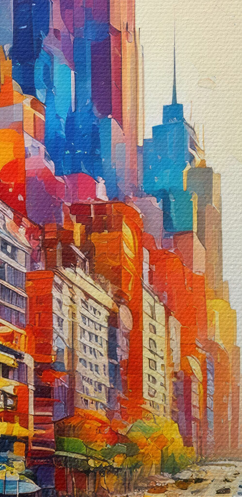 City street with cars and buildings