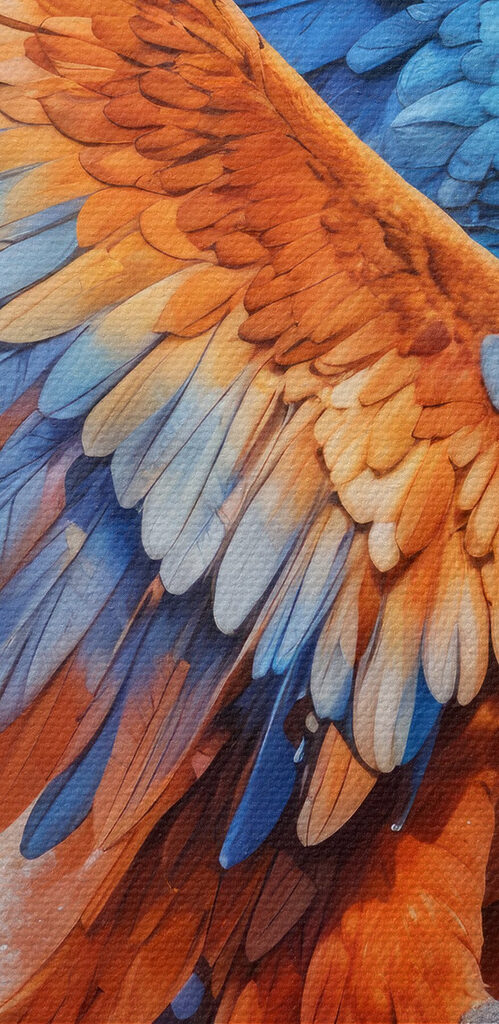 Colorful bird flying with paint splashes Colorful bird flying with paint splashes