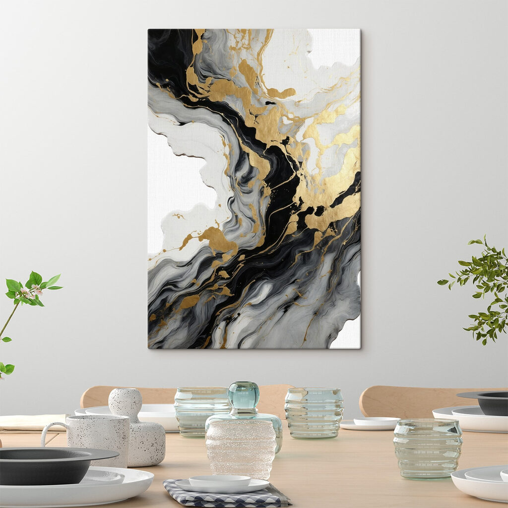 Flowing black and white patterns unite