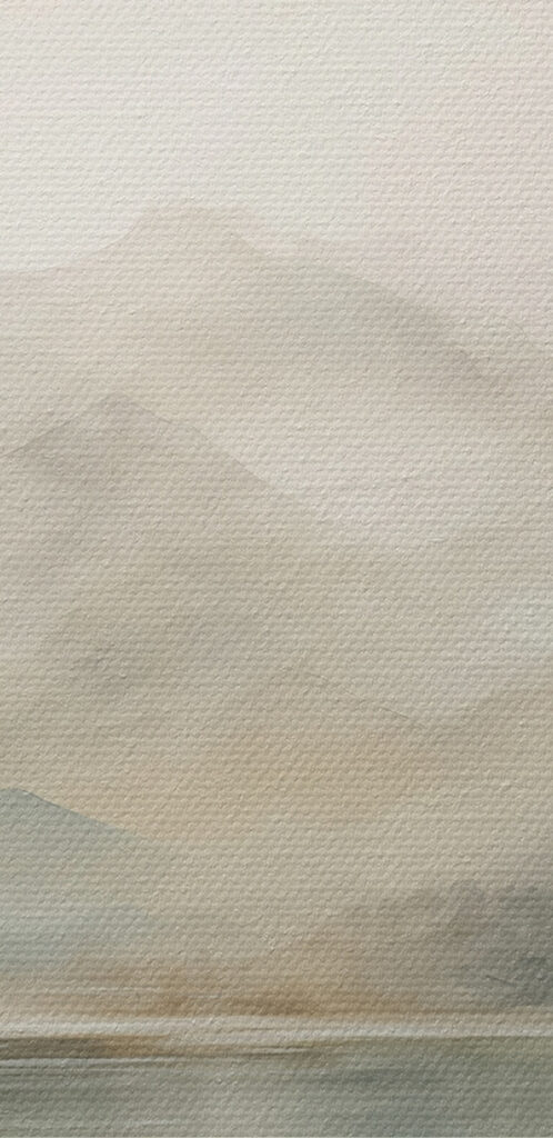 Watercolor of a lake with mountains in the distance