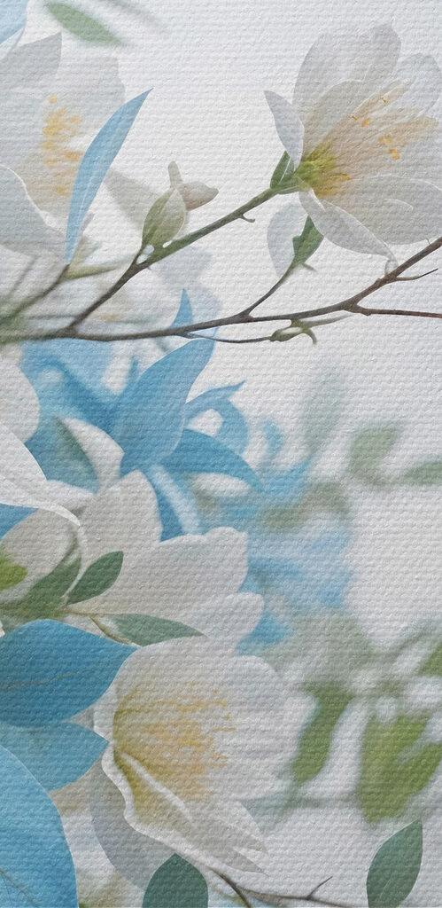 Bouquet of white and blue flowers